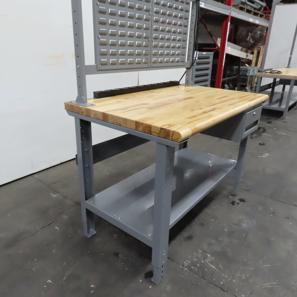 Uline 48" x 30" Butcher Block Top Industrial Packaging Table Work Bench