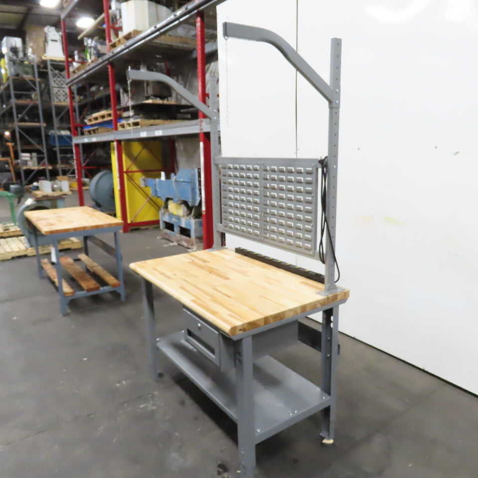 Uline 48" x 30" Butcher Block Top Industrial Packaging Table Work Bench