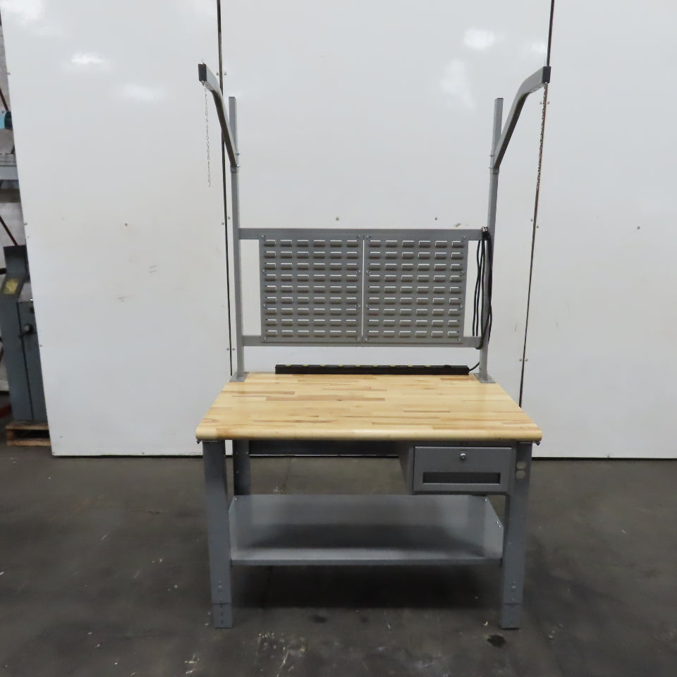 Uline 48" x 30" Butcher Block Top Industrial Packaging Table Work Bench