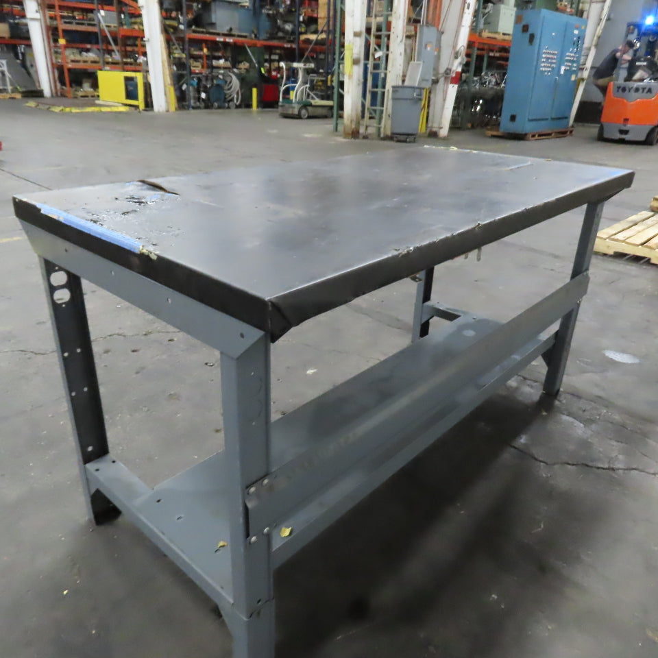 60" x 30" Adjustable Height Butcher Block Padded Top Industrial Packaging Table