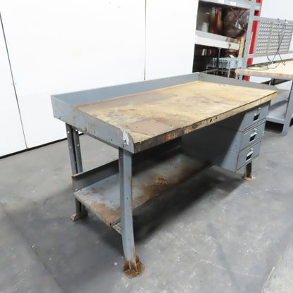 60" x 30" Adjustable Height Wood Top Industrial Packaging Table