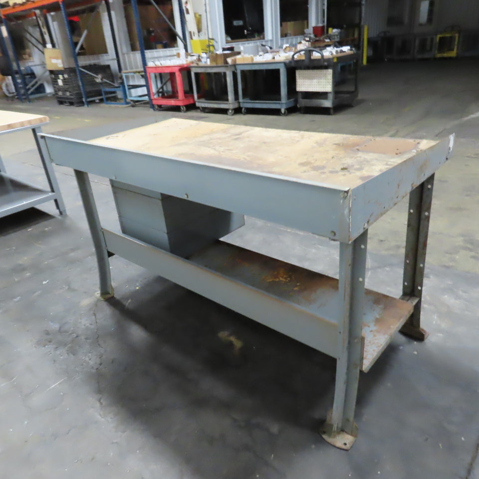 60" x 30" Adjustable Height Wood Top Industrial Packaging Table