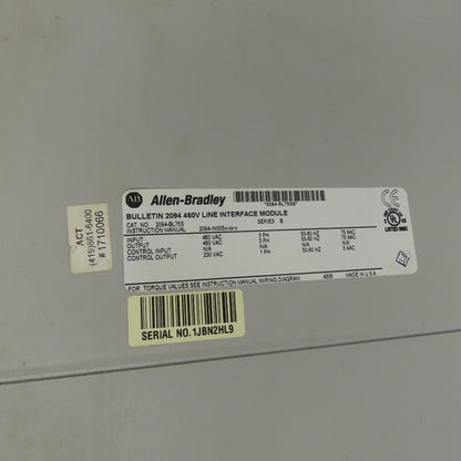 Allen-Bradley 2094-BL75S Kinetix 6000 460V Line Interface Module 75A 3Ph Ser B