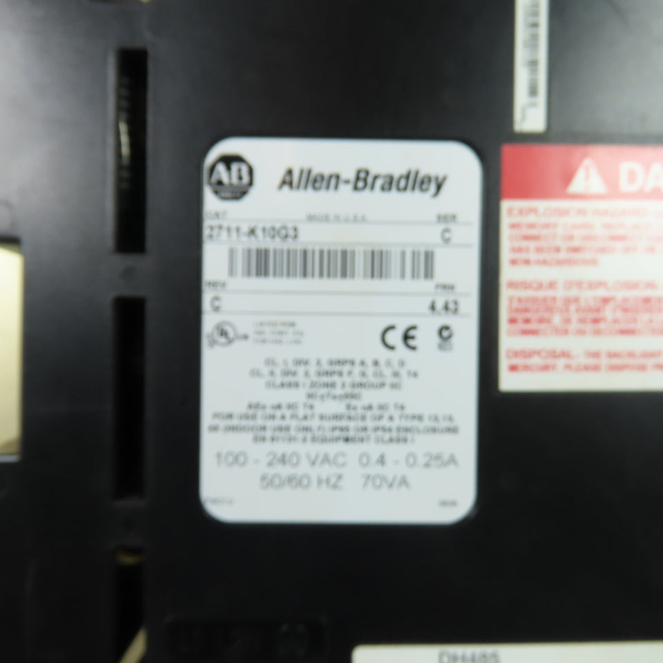 Allen-Bradley 2711-K10G3 PanelView 1000 Operator Interface Ser C Rev C FRN 4.43