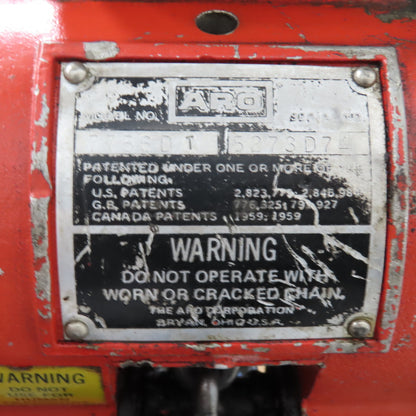 ARO 7756DT 1/2 Ton 1000LB Air Pneumatic Chain Hoist 12' Lift W/ Pendant