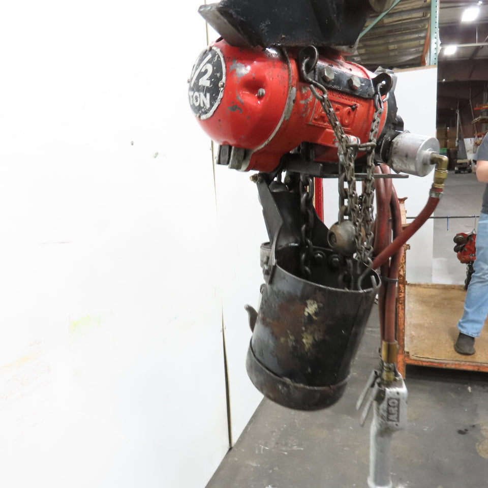 ARO 7756DT 1/2 Ton 1000LB Air Pneumatic Chain Hoist 12' Lift W/ Pendant
