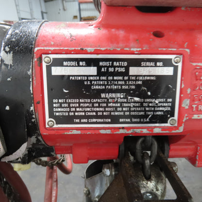 ARO 7756ET 1/2 Ton 1000LB Air Pneumatic Chain Hoist 12' Lift W/ Pendant
