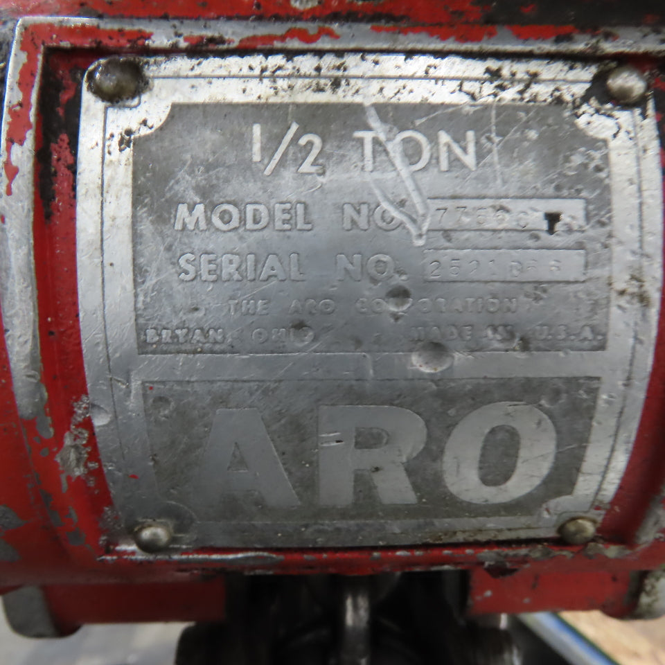 ARO 7756CT 1/2 Ton 1000LB Air Pneumatic Chain Hoist 10' Lift W/ Pendant