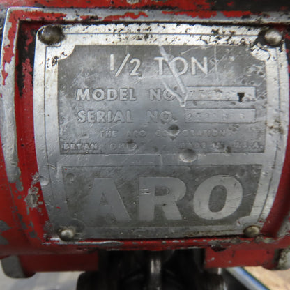 ARO 7756CT 1/2 Ton 1000LB Air Pneumatic Chain Hoist 10' Lift W/ Pendant