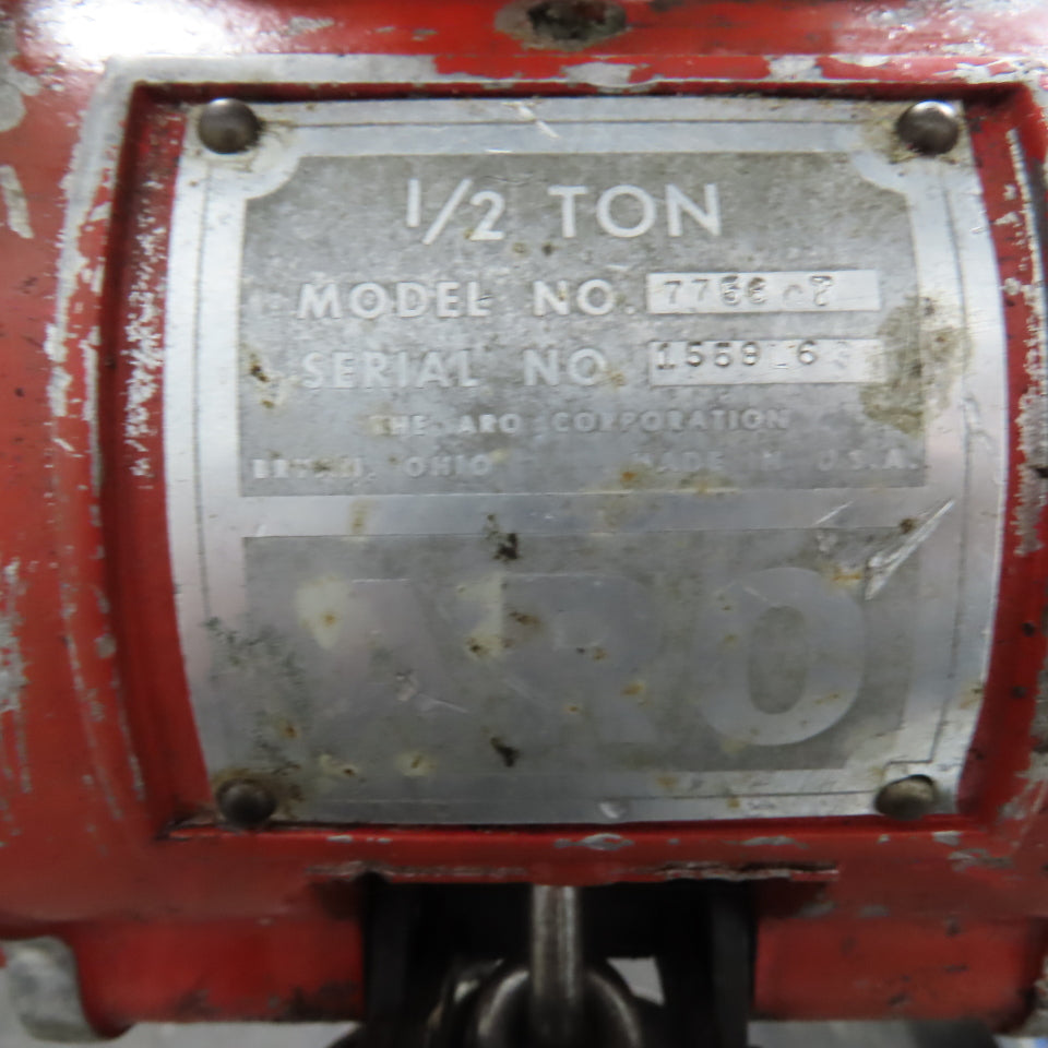 ARO 7756CT 1/2 Ton 1000LB Air Pneumatic Chain Hoist 12' Lift W/ Pendant