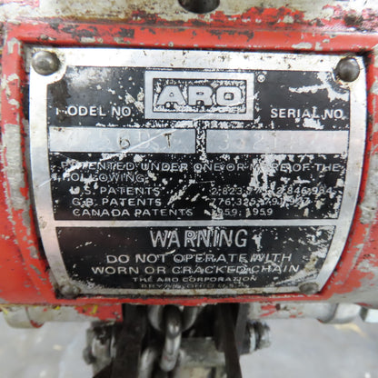 ARO 7756DT 1/2 Ton 1000LB Air Pneumatic Chain Hoist 10' Lift W/ Pendant