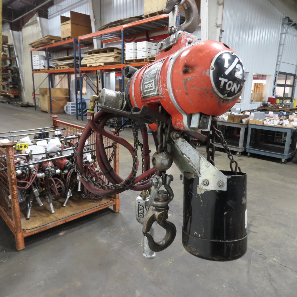 ARO 7718C 1/2 Ton 1000LB Air Pneumatic Chain Hoist 10' Lift W/ Pendant