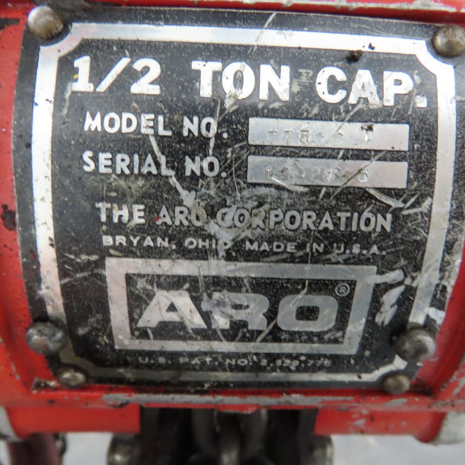 ARO 7756C 1/2 Ton 1000LB Air Pneumatic Chain Hoist 12' Lift W/ Pendant
