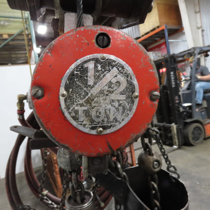 ARO 7756C 1/2 Ton 1000LB Air Pneumatic Chain Hoist 12' Lift W/ Pendant