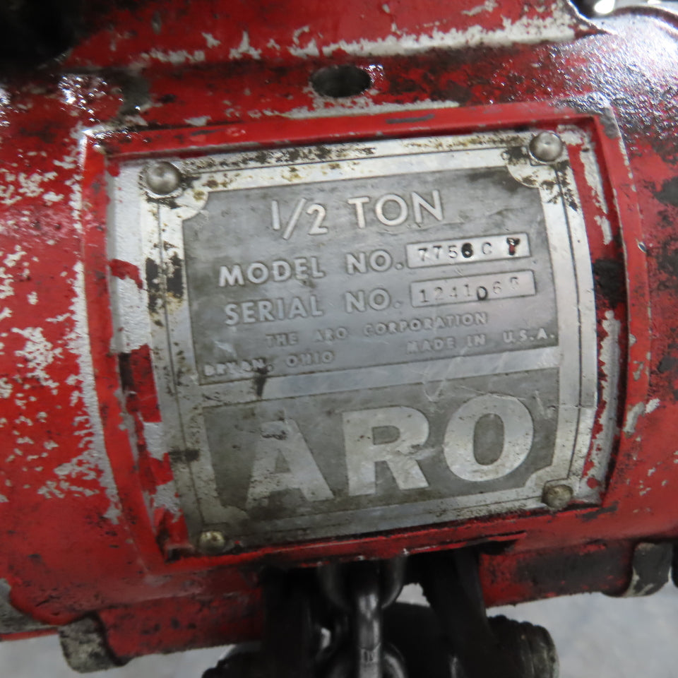ARO 7756CT 1/2 Ton 1000LB Air Pneumatic Chain Hoist 10' Lift W/ Pendant