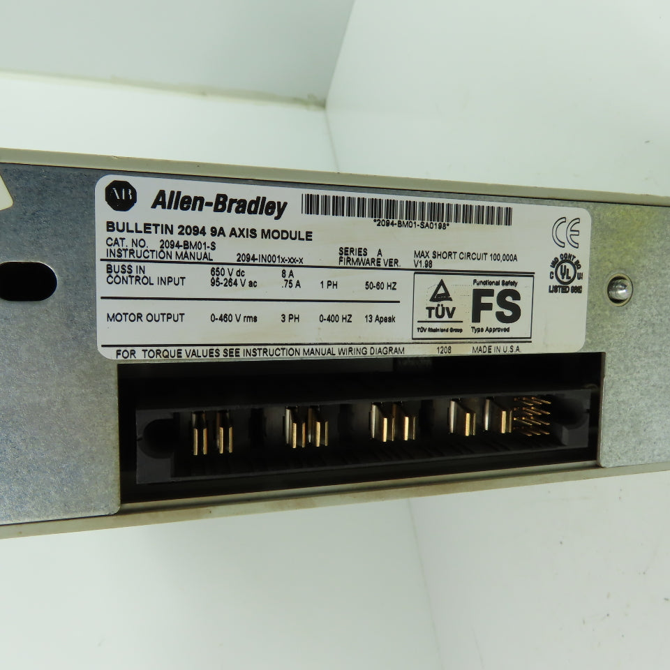 Allen-Bradley 2094-BM01-S Kinetix 9A Axis Module 460V 3Ph Ser A FW REV V1.98