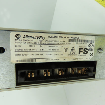Allen-Bradley 2094-BM01-S Kinetix 9A Axis Module 460V 3Ph Ser B FW REV V1.123