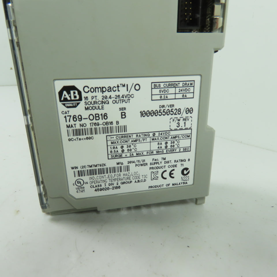 Allen-Bradley 1769-OB16 16-Point 24VDC Sourcing Output Module Ser B F/W Rev 3.1