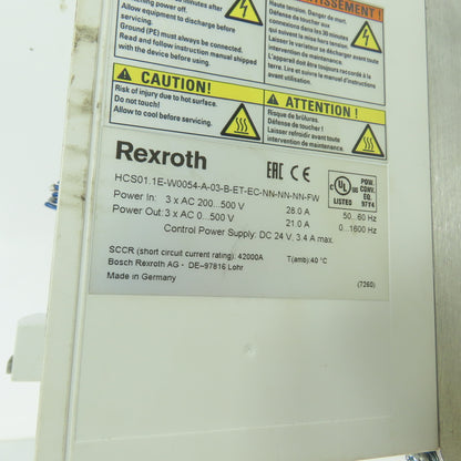 Rexroth HCS01.1E-W0054-A-03-B-ET-EC-NN-NN-NN-FW IndraDrive Cs Servo Drive