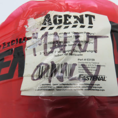 Fastenal 63159 3" x 1000' Red Bilingual Danger/Peligro Barricade Tape Roll