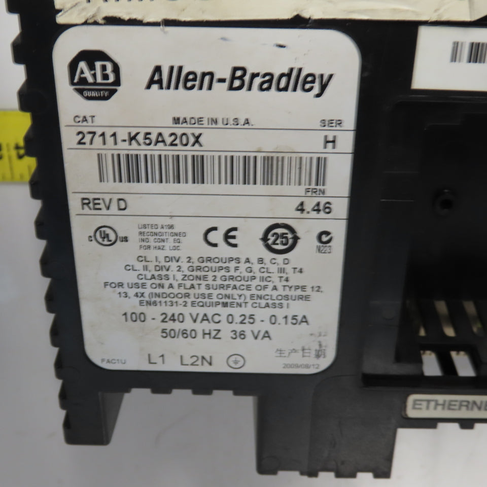 Allen-Bradley 2711-K5A20X PanelView 550 Operator Interface Ser H Rev D FRN 4.46