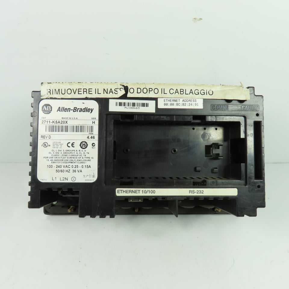 Allen-Bradley 2711-K5A20X PanelView 550 Operator Interface Ser H Rev D FRN 4.46