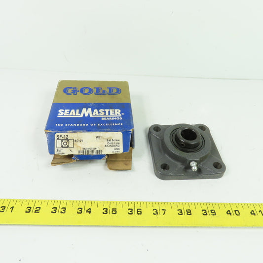 Sealmaster SF-12 3/4" Bore 4-Bolt Flange Mounted Ball Bearing Gold Line NEW