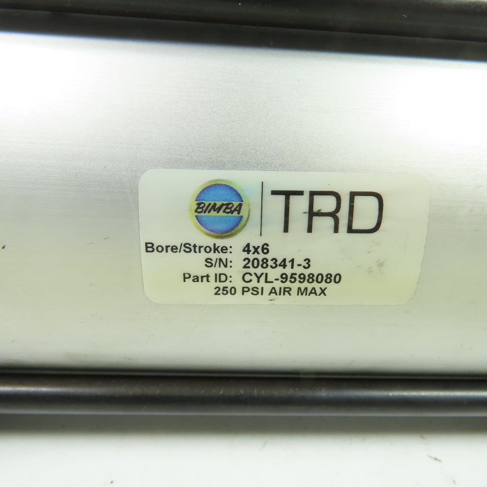 Bimba TRD CYL-9598080 4" Bore 6" Stroke Pneumatic Air Cylinder 250 PSI Max