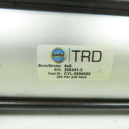 Bimba TRD CYL-9598080 4" Bore 6" Stroke Pneumatic Air Cylinder 250 PSI Max