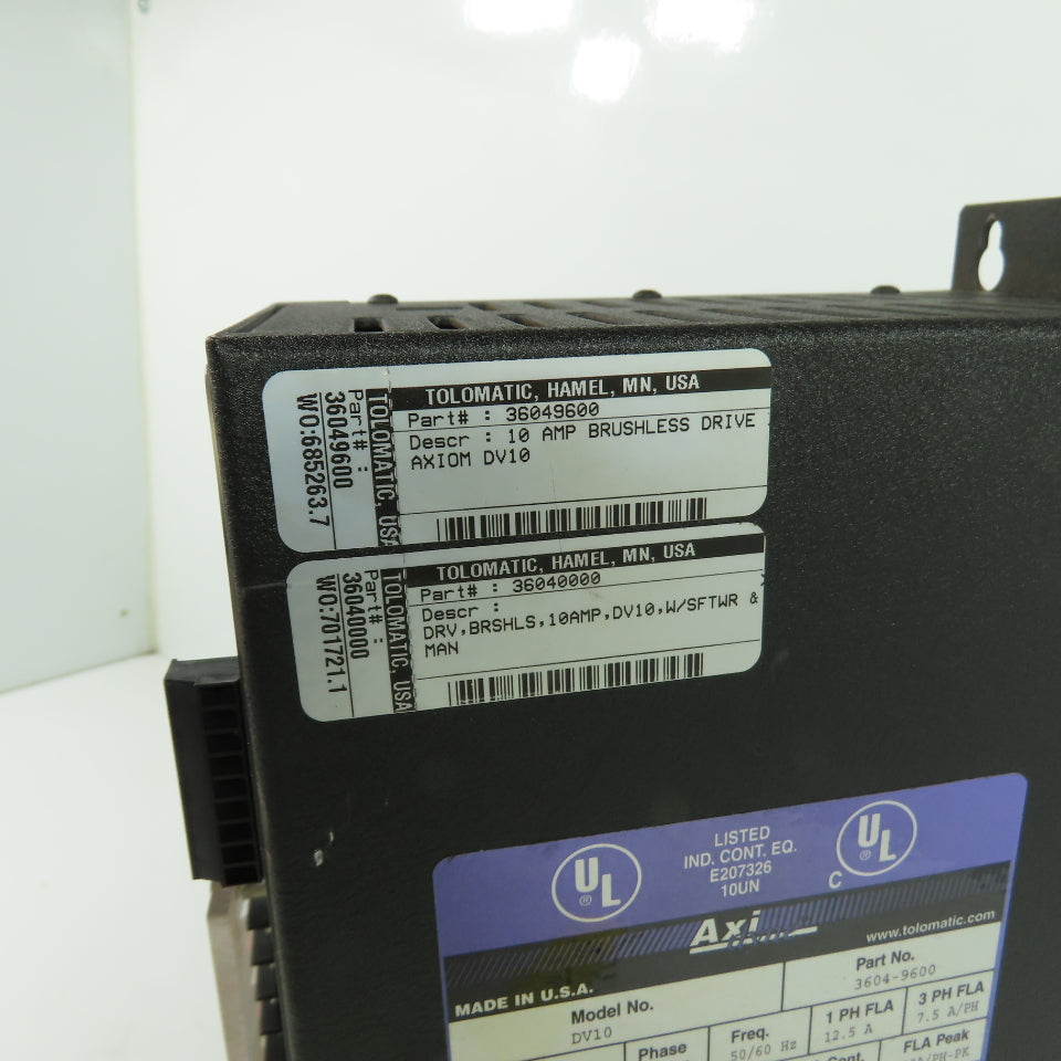 Tol-O-Matic Axiom 3604-9600 DV10 Brushless Control Servo Drive 115/208-230VAC