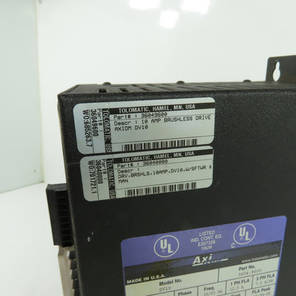 Tol-O-Matic Axiom 3604-9600 DV10 Brushless Control Servo Drive 115/208-230VAC