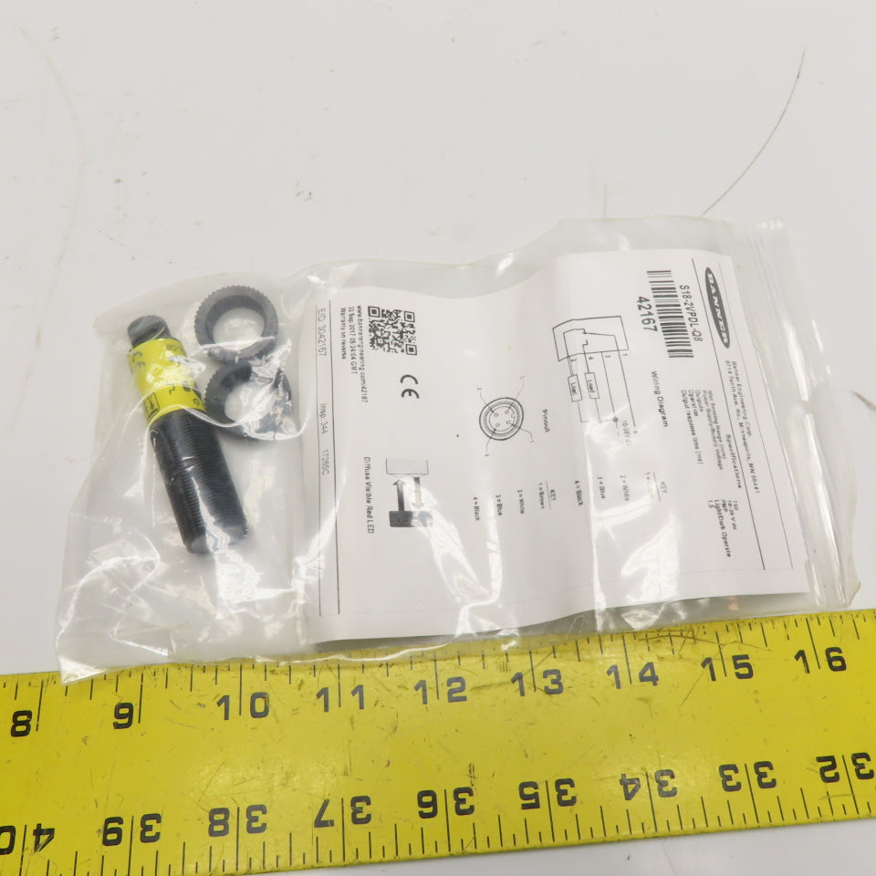Banner S18-2VPDL-Q8 Diffuse Photoelectric Sensor 10-30VDC PNP