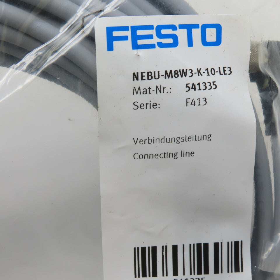 Festo 541335 NEBU-M8W3-K-10-LE3 M8 3-Pin Angled Sensor Connecting Cable 10m