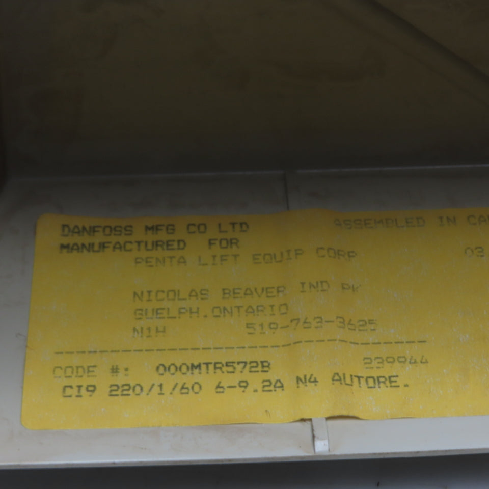 Pentalift 00OMTR572B Dock Leveler Control Box 220V 1Ph 6-9.2A