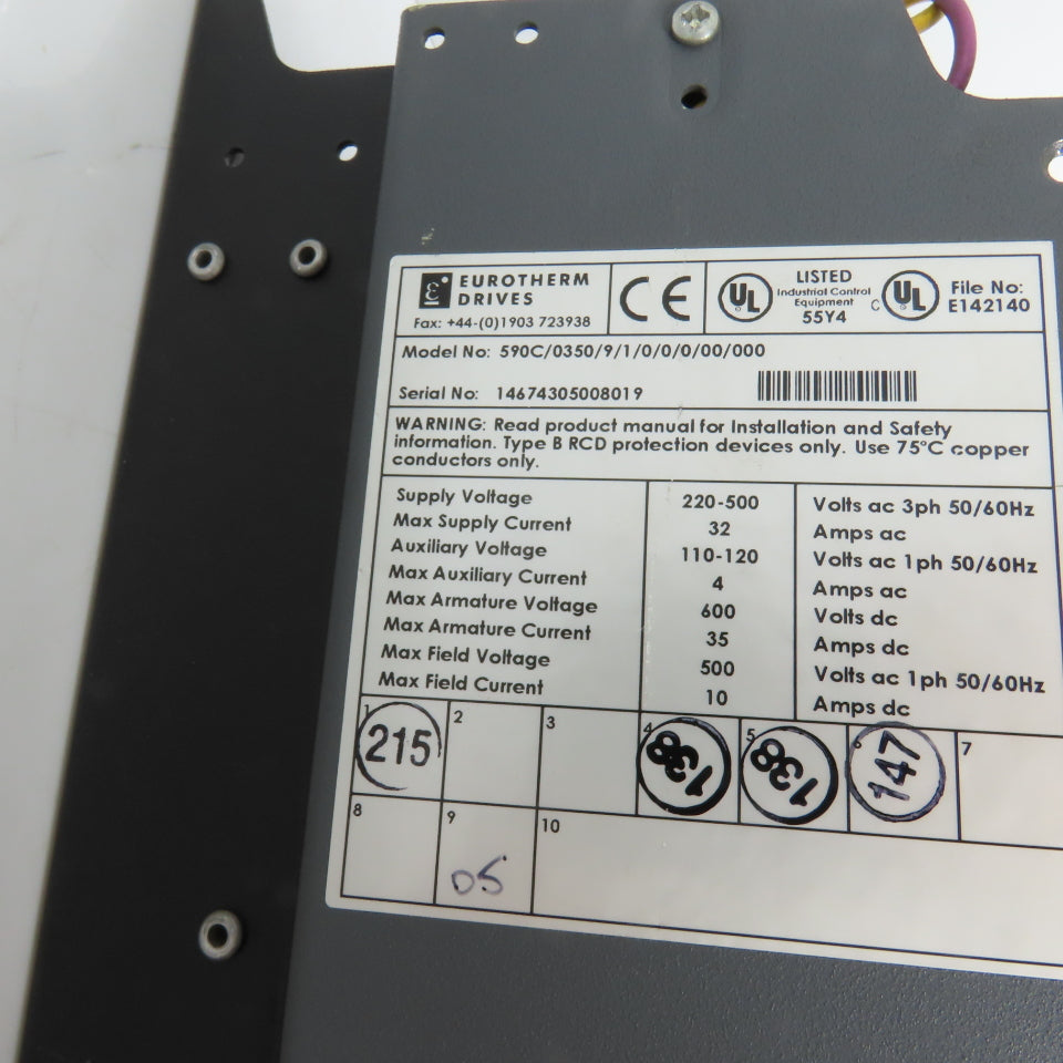 Parker Eurotherm 590C/0350/9/1/0/0/0/00/000 DC Drive 600VDC + 590LD/00/000