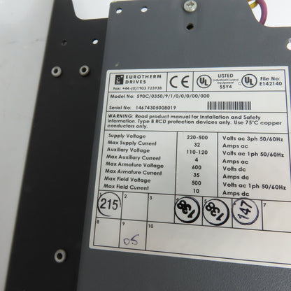 Parker Eurotherm 590C/0350/9/1/0/0/0/00/000 DC Drive 600VDC + 590LD/00/000
