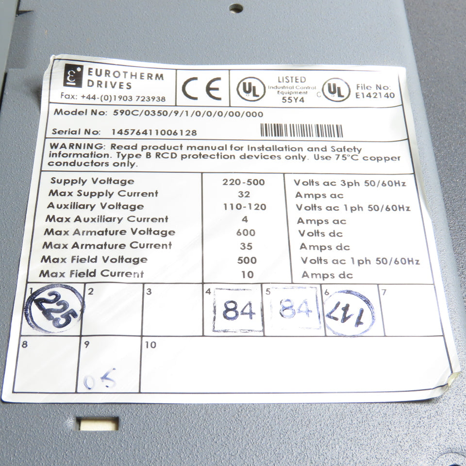 Eurotherm 590C/0350/9/1/0/0/0/00/000 DC Drive 220-500VAC 35A + 590LDC/00/000