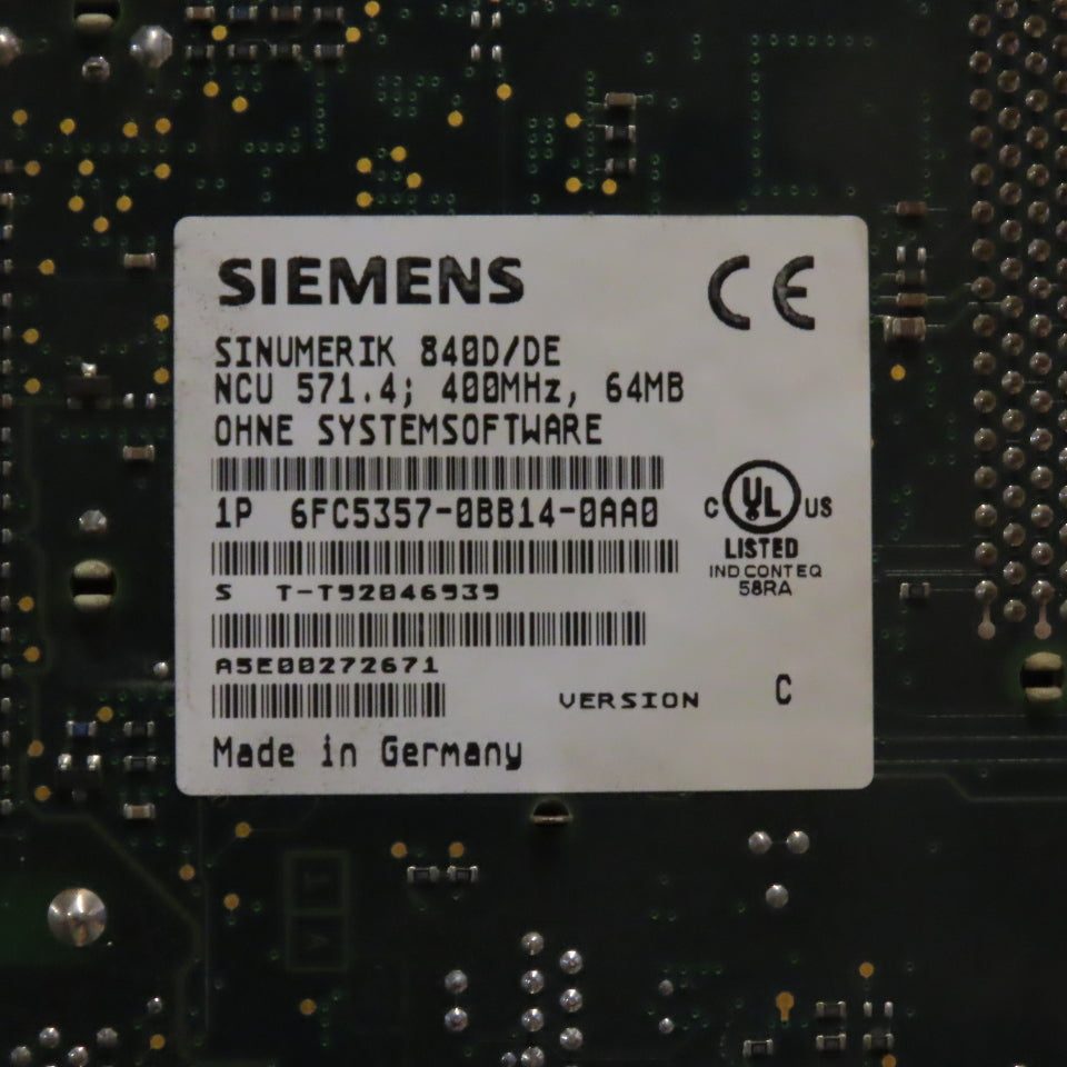 Siemens 6FC5357-0BB14-0AA0 Sinumerik 840D/DE NCU 571.4 w/6FC5247-0AA00-0AA3