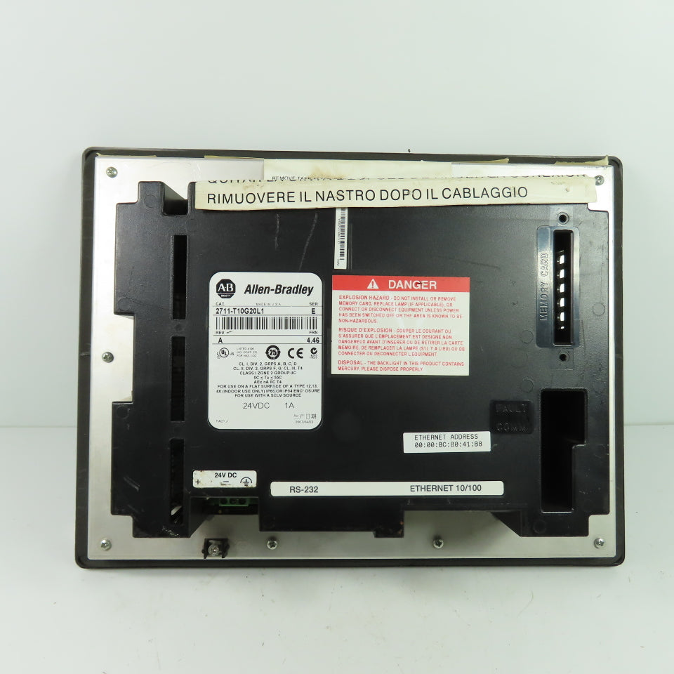 Allen-Bradley 2711-T10G20L1 PanelView 1000 Ser E Rev A FRN 4.46 24VDC