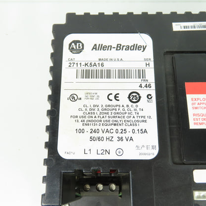 Allen-Bradley 2711-K5A16 PanelView 550 Operator Interface Ser H FRN 4.46