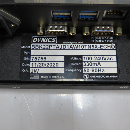 Dynics BBK22PTAJD1AW10TN5X-ECHO Industrial Terminal Module Display 100-240VAC