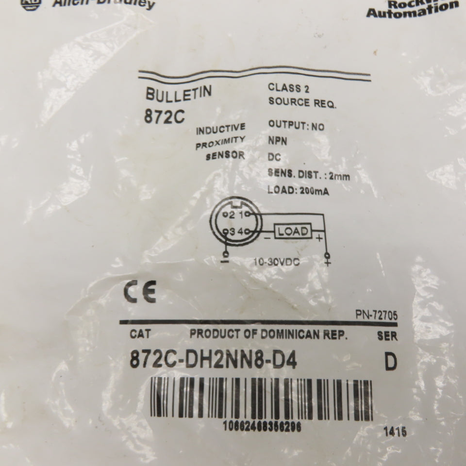 Allen-Bradley 872C-DH2NN8-D4 Inductive Proximity Sensor 10-30VDC