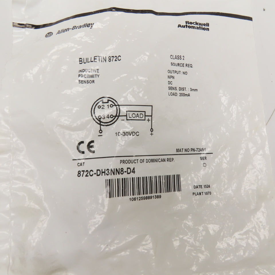 Allen-Bradley 872C-DH3NN8-D4 Inductive Proximity Sensor 10-30VDC