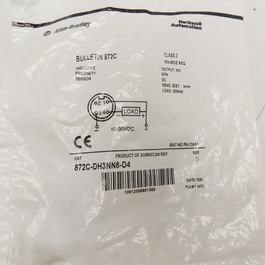 Allen-Bradley 872C-DH3NN8-D4 Inductive Proximity Sensor 10-30VDC
