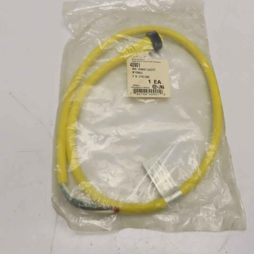 Brad Harrison 40901 Mini-Change Cordset 3P Female 3ft 16-3 PVC Cord