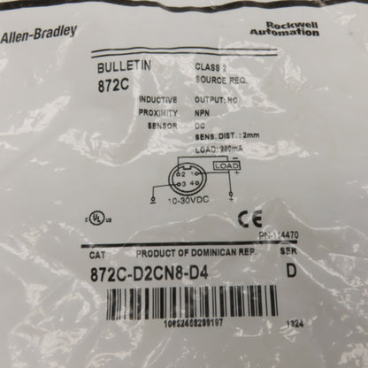 Allen-Bradley 872C-D2CN8-D4 Inductive Proximity Sensor 10-30VDC