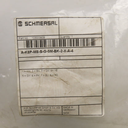 SCHMERSAL 103003639 Connection Cable 8-Pole M8 Straight Female 5m Black