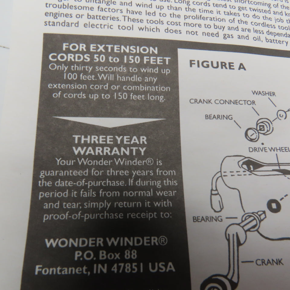 Wonder Winder WW-350 Hand Crank Extension Cord Winder