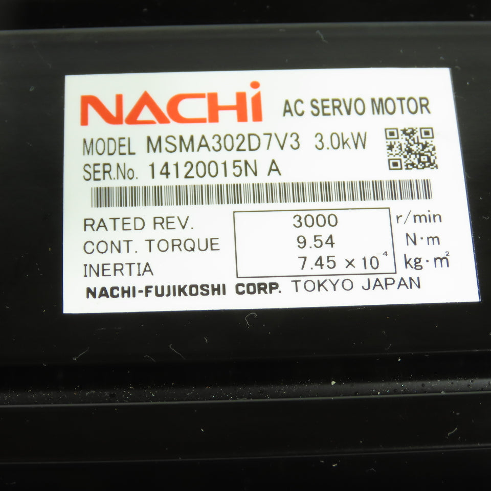 Nachi MSMA302D7V3 3.0kW AC Servo Motor 3000RPM 9.54Nm