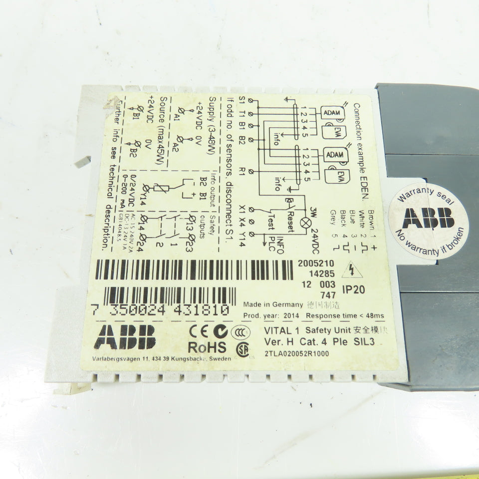 ABB Jokab 2TLA020052R1000 Safety Relay Controller 24VDC